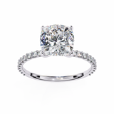 14k IGI certified cushion ring with E-F color VVS-VS clarity diamonds 61
