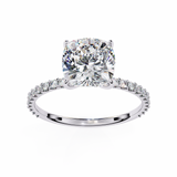 14k IGI certified cushion ring with E-F color VVS-VS clarity diamonds 61
