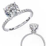 14k IGI certified cushion ring with E-F color VVS-VS clarity diamonds 61