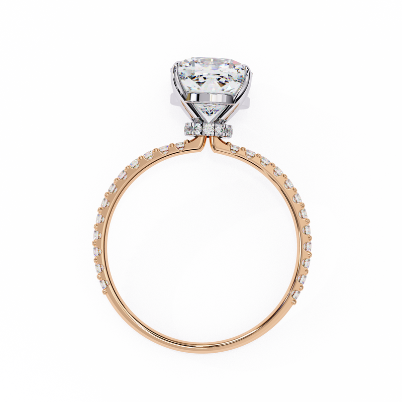 14k IGI certified cushion ring with E-F color VVS-VS clarity diamonds 61