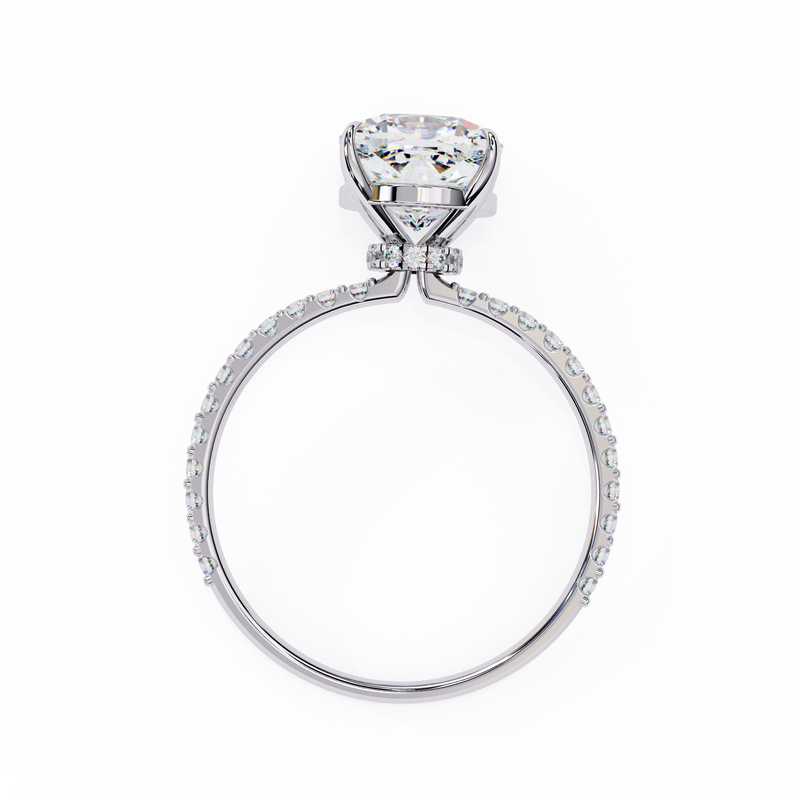 14k IGI certified cushion ring with E-F color VVS-VS clarity diamonds 61