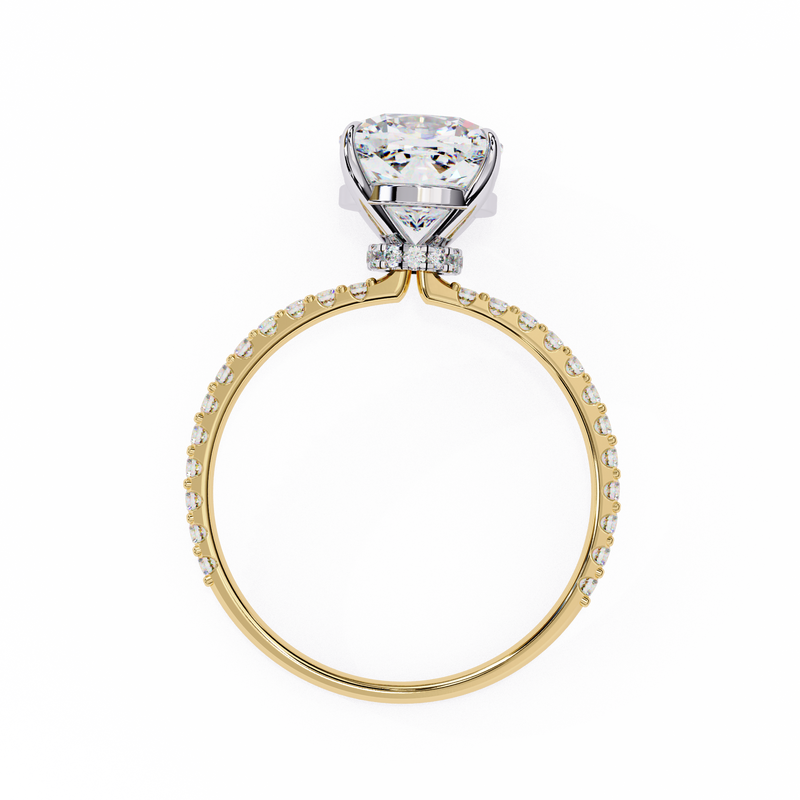 14K Lab Grown Diamond Cushion Halo Engagement Ring, E-F Color, VVS-VS Clarity