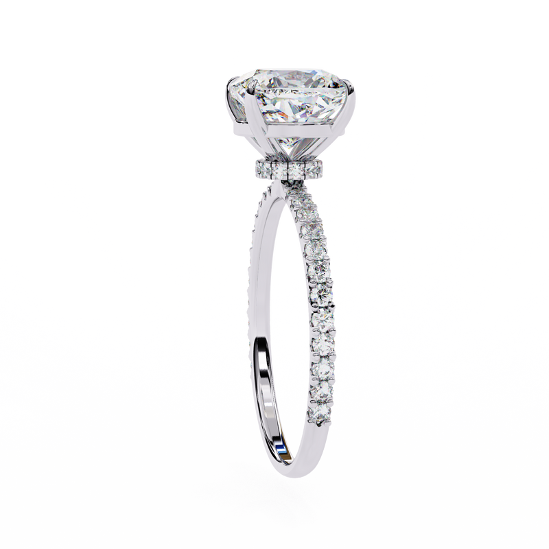 14K Lab Grown Diamond Cushion Halo Engagement Ring, E-F Color, VVS-VS Clarity