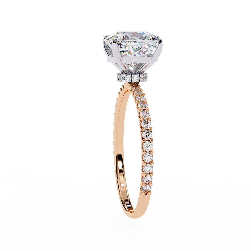 14K Lab Grown Diamond Cushion Halo Engagement Ring, E-F Color, VVS-VS Clarity