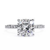 14K Lab Grown Diamond Cushion Halo Engagement Ring, E-F Color, VVS-VS Clarity