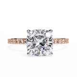 14K Lab Grown Diamond Cushion Halo Engagement Ring, E-F Color, VVS-VS Clarity