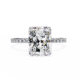 14k IGI certified radiant ring with E-F color VVS-VS clarity diamonds 62