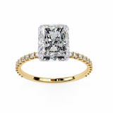 14k IGI certified radiant ring with E-F color VVS-VS clarity diamonds 62