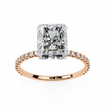 14k IGI certified radiant ring with E-F color VVS-VS clarity diamonds 62