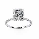 14k IGI certified radiant ring with E-F color VVS-VS clarity diamonds 62