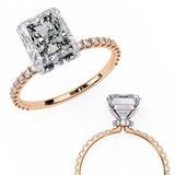 14k IGI certified radiant ring with E-F color VVS-VS clarity diamonds 62