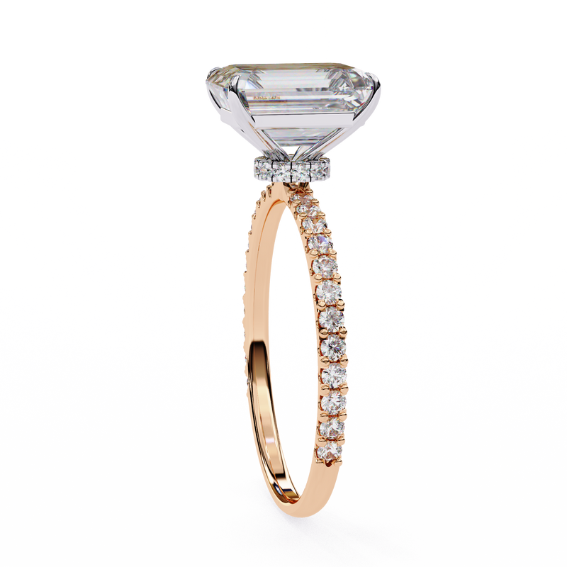 14k IGI certified radiant ring with E-F color VVS-VS clarity diamonds 62