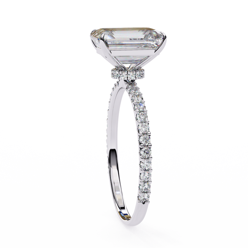 14k IGI certified radiant ring with E-F color VVS-VS clarity diamonds 62