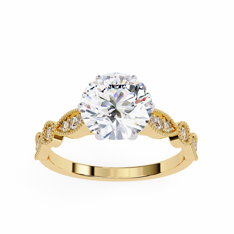 14k IGI certified round ring with E-F color VVS-VS clarity diamonds 63