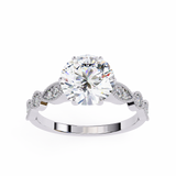 14k IGI certified round ring with E-F color VVS-VS clarity diamonds 63