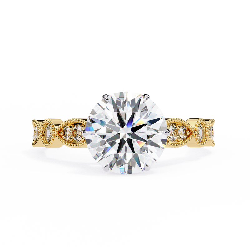 14k IGI certified round ring with E-F color VVS-VS clarity diamonds 63