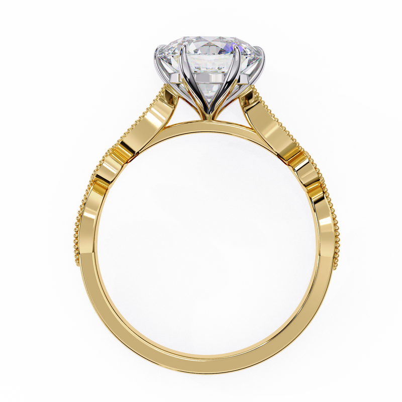 14k IGI certified round ring with E-F color VVS-VS clarity diamonds 63