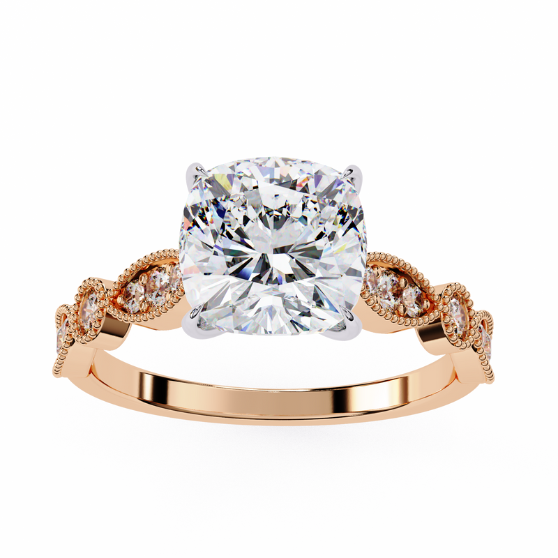 14k IGI certified cushion ring with E-F color VVS-VS clarity diamonds 64