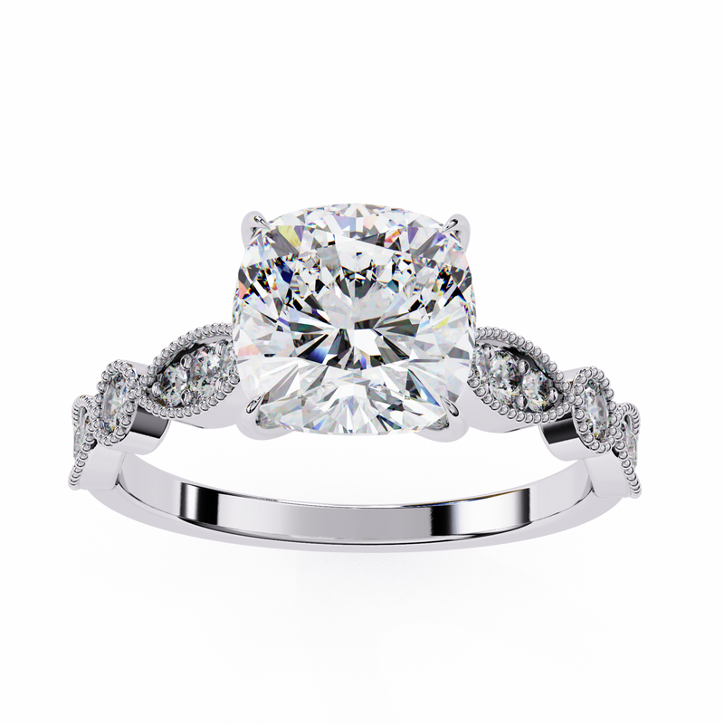 14k IGI certified cushion ring with E-F color VVS-VS clarity diamonds 64