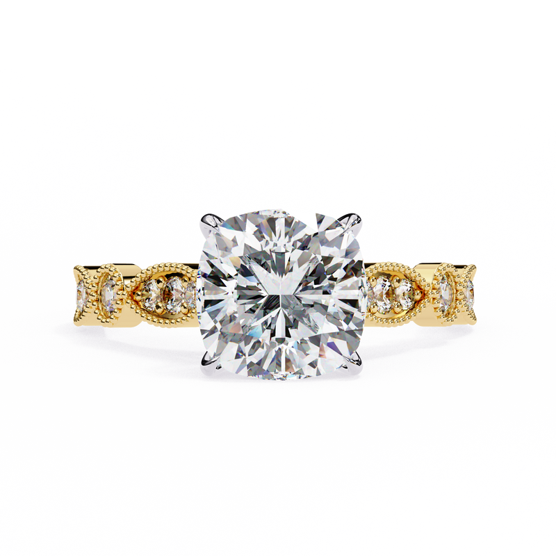 14k IGI certified cushion ring with E-F color VVS-VS clarity diamonds 64