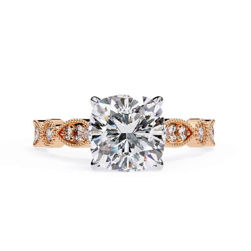 14k IGI certified cushion ring with E-F color VVS-VS clarity diamonds 64