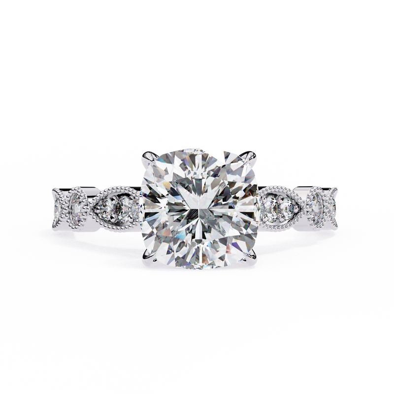 14k IGI certified cushion ring with E-F color VVS-VS clarity diamonds 64