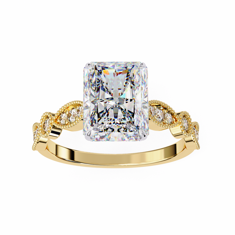 14k IGI certified radiant ring with E-F color VVS-VS clarity diamonds 65