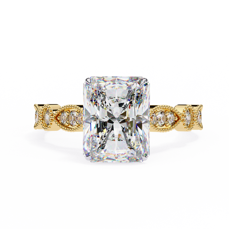14k IGI certified radiant ring with E-F color VVS-VS clarity diamonds 65
