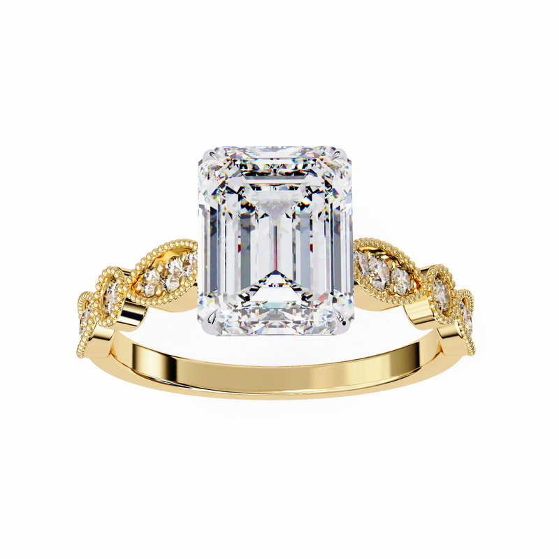 14k IGI certified emerald ring with E-F color VVS-VS clarity diamonds 66