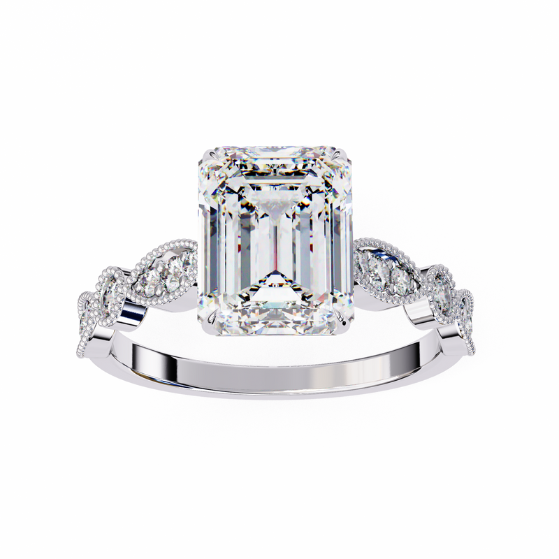 14k IGI certified emerald ring with E-F color VVS-VS clarity diamonds 66