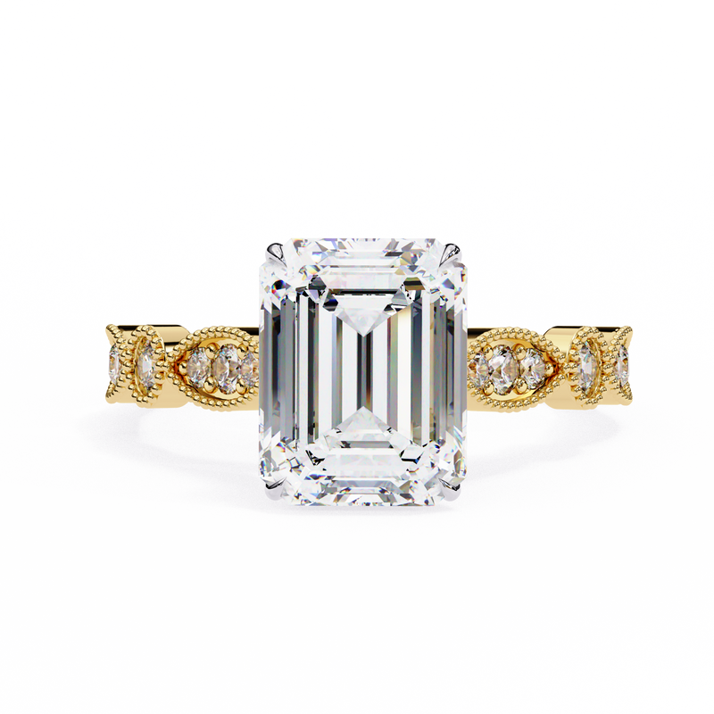 14k IGI certified emerald ring with E-F color VVS-VS clarity diamonds 66