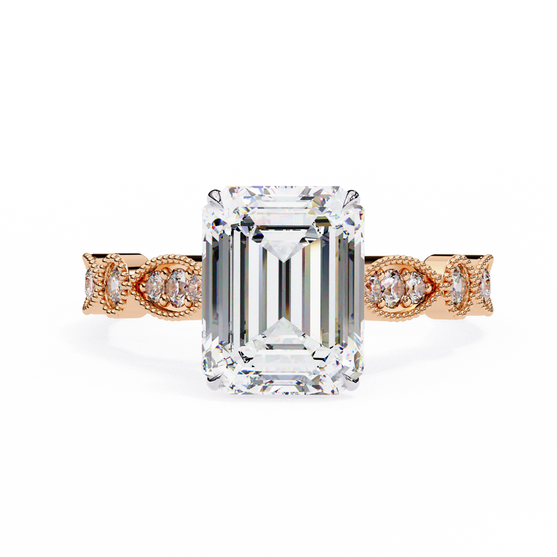 14k IGI certified emerald ring with E-F color VVS-VS clarity diamonds 66