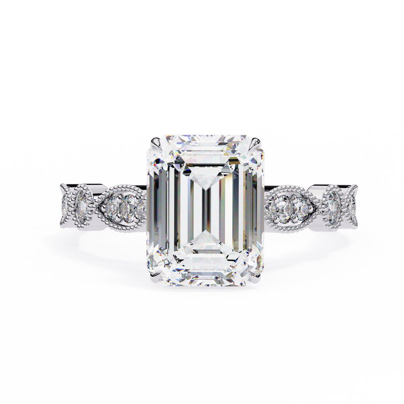 14k IGI certified emerald ring with E-F color VVS-VS clarity diamonds 66