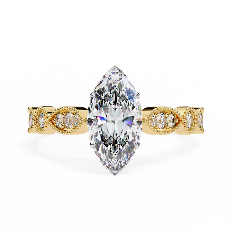 14k IGI certified marquise ring with E-F color VVS-VS clarity diamonds 67