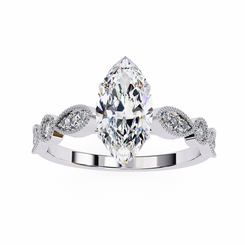 14k IGI certified marquise ring with E-F color VVS-VS clarity diamonds 67