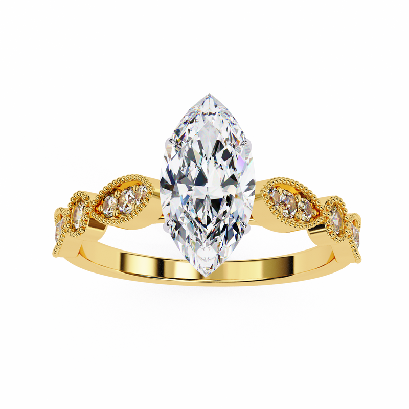 14k IGI certified marquise ring with E-F color VVS-VS clarity diamonds 67