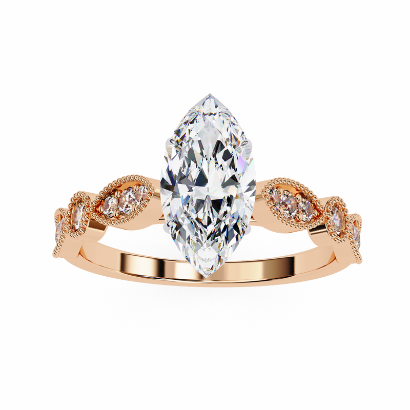 14k IGI certified marquise ring with E-F color VVS-VS clarity diamonds 67