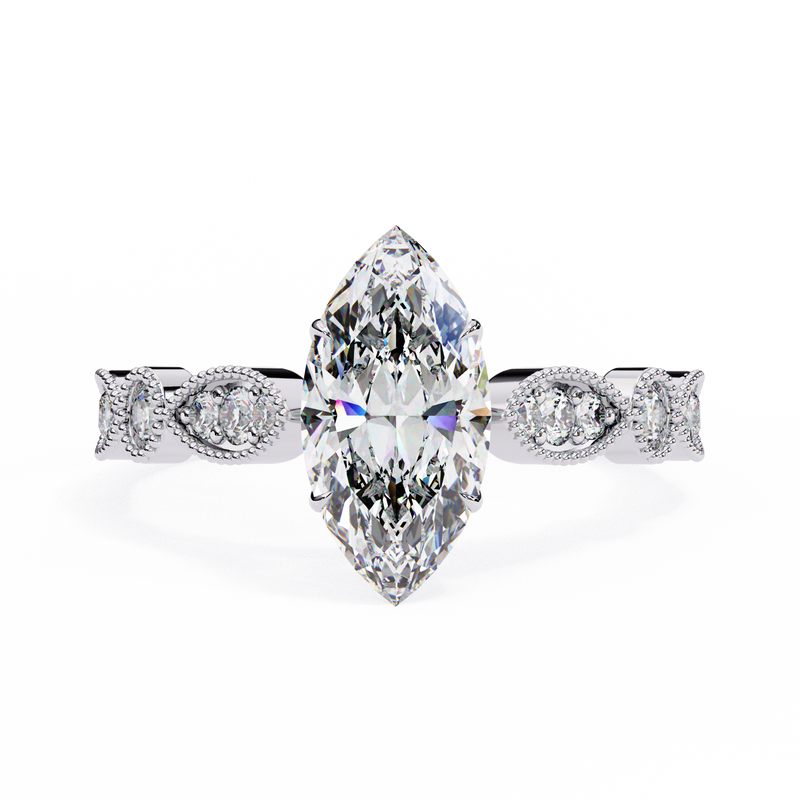 14k IGI certified marquise ring with E-F color VVS-VS clarity diamonds 67