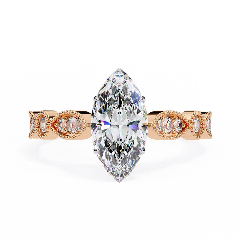 14k IGI certified marquise ring with E-F color VVS-VS clarity diamonds 67