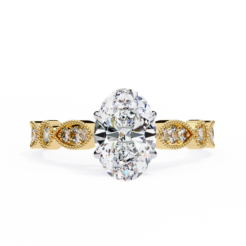 14k IGI certified oval ring with E-F color VVS-VS clarity diamonds 68