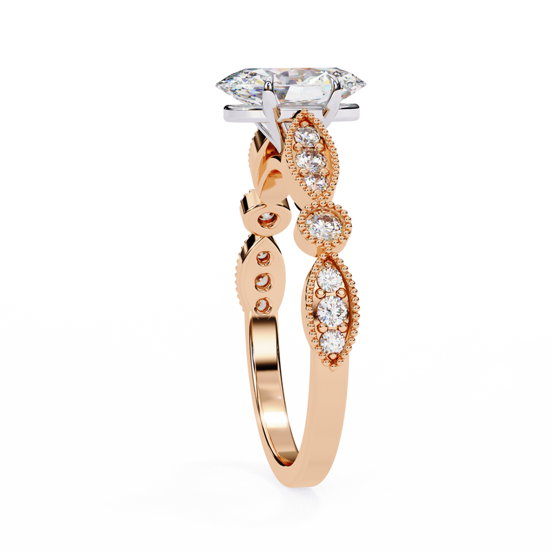 14k IGI certified oval ring with E-F color VVS-VS clarity diamonds 68