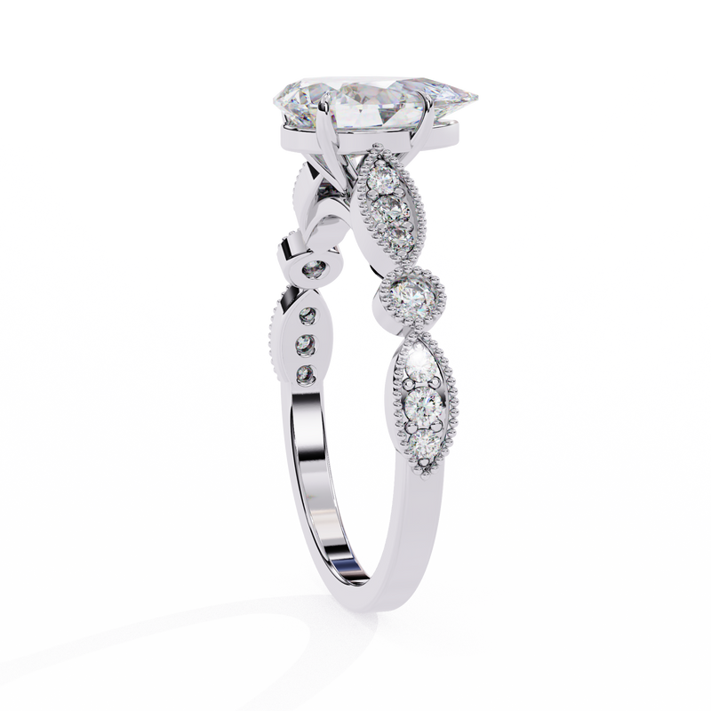 14k IGI certified pear ring with E-F color VVS-VS clarity diamonds 69