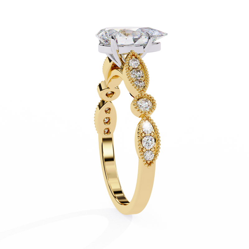 14k IGI certified pear ring with E-F color VVS-VS clarity diamonds 69