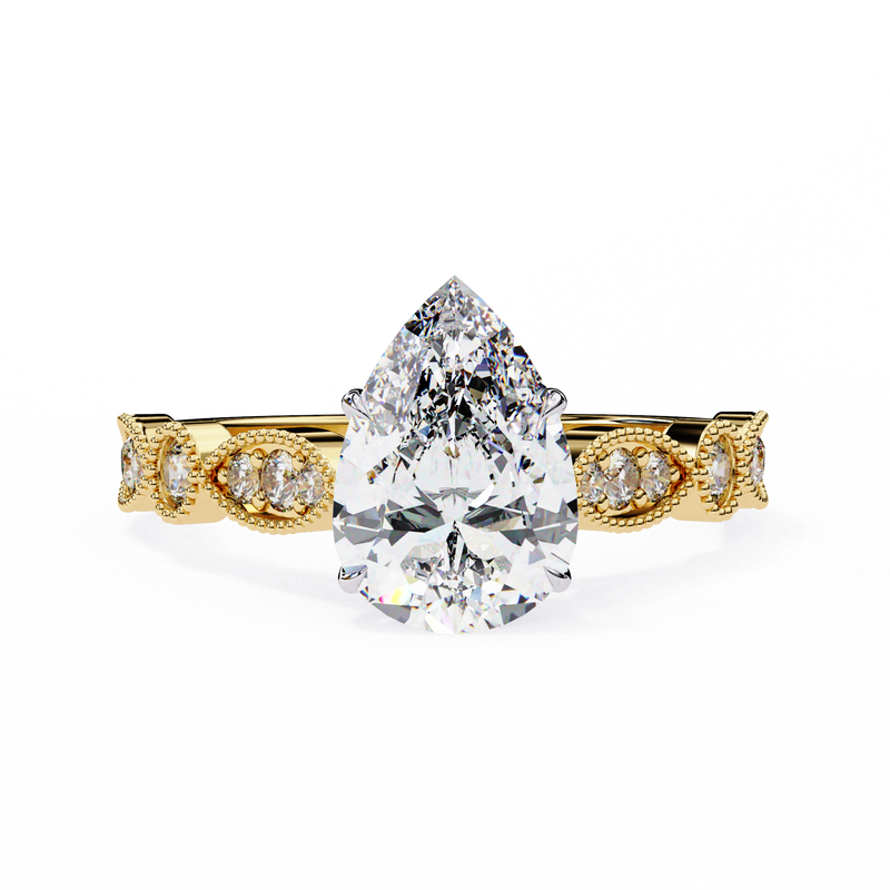 14k IGI certified pear ring with E-F color VVS-VS clarity diamonds 69