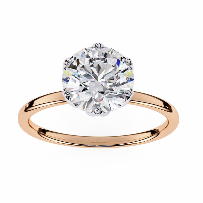 14k IGI certified round ring with E-F color VVS-VS clarity diamonds 70