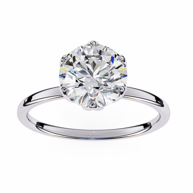 14k IGI certified round ring with E-F color VVS-VS clarity diamonds 70