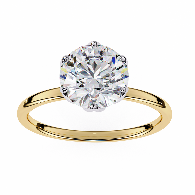 14k IGI certified round ring with E-F color VVS-VS clarity diamonds 70