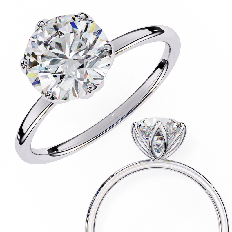 14k IGI certified round ring with E-F color VVS-VS clarity diamonds 70