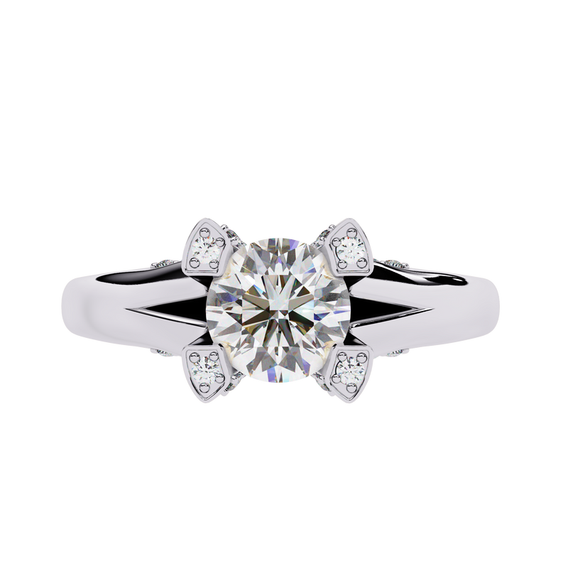 14k IGI certified round ring with E-F color VVS-VS clarity diamonds 71