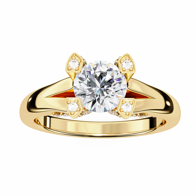 14k IGI certified round ring with E-F color VVS-VS clarity diamonds 71
